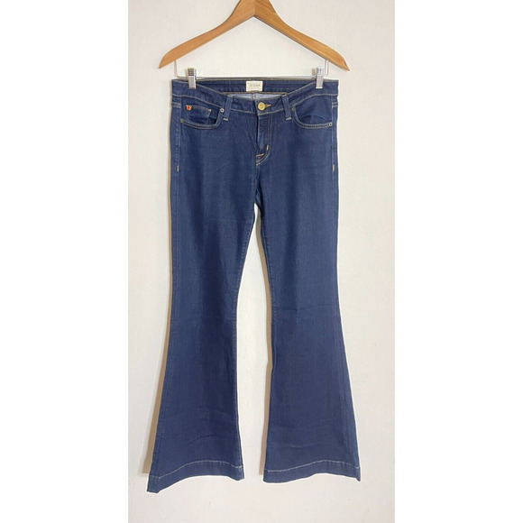 Hudson Jeans 29 Low Rise Flare Dark Wash Stretch Denim Y2k Style Flap Pockets - Picture 2 of 12